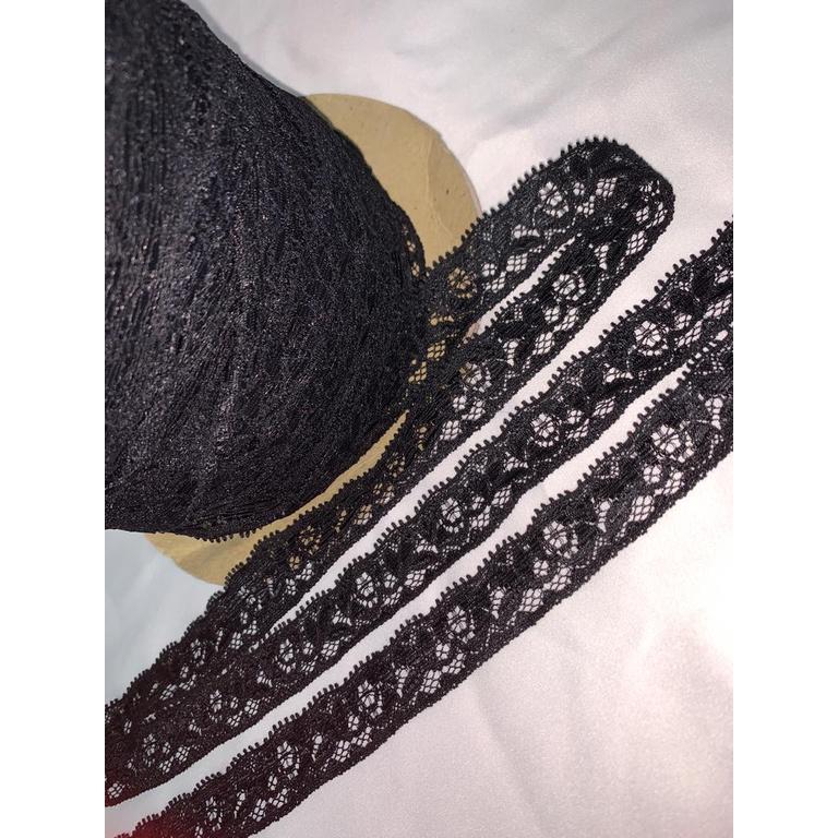 Kain RENDA Meteran murah Warna BLACK Renda Meteran Narrow Lace Per 1 ...