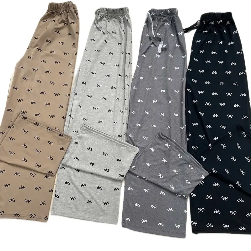 COM BO 2 Quần Ống SUÔNG Hoạ Tiết NƠ đẹp.