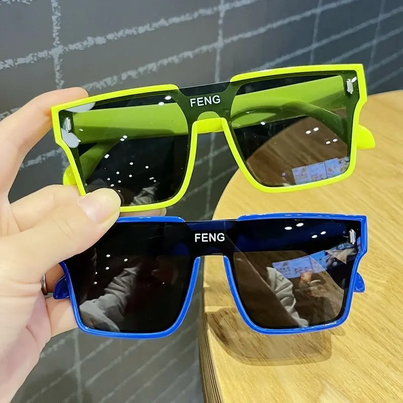 Kính Râm Trẻ Em, Hợp Xu hướng, Dành Cho Bé Trai Và Bé Gái, Thời Trang, Thích Hợp Chụp Ảnh Đường Phố, Thiết Kế Một Mảnh, Gọng Kính Lớn, Kính Râm Bé Trai, Chống Tia Cực Tím