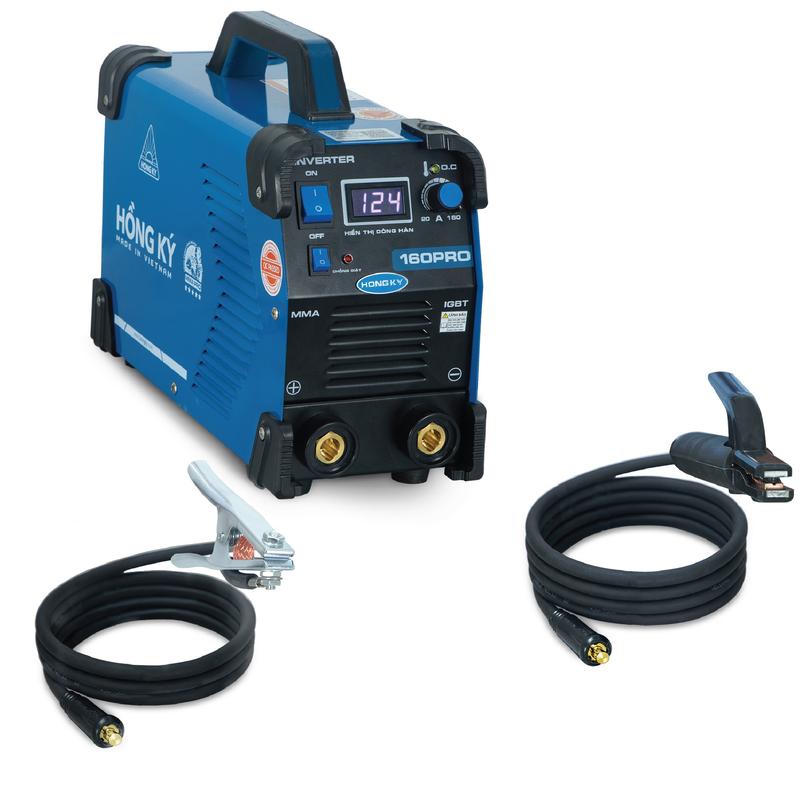 Máy hàn que Hồng Ký MMA 160Pro chuyên thợ - chức năng chống giật - hàn được que từ 1.6 đến 4.0mm - tự bù hồ quang - mồi lửa nhanh - bảo hành chính hãng 18 tháng