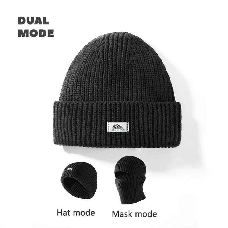 Product Introduction of 2 In 1 Unisex Winter Warm Knit Beanie Hat, 1 Count Outdoor Cycling Casual Windproof Mask For Men & Women, Multifunctional Beanie Hat For Outdoor Cycling Skiing 1