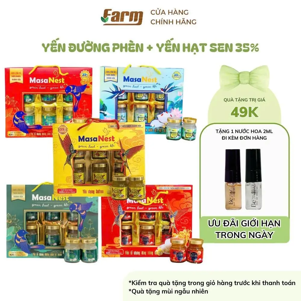 Hộp Yến Chưng Đường Phèn & Yến Chưng Hạt Sen Masanest 35% Yến Tươi