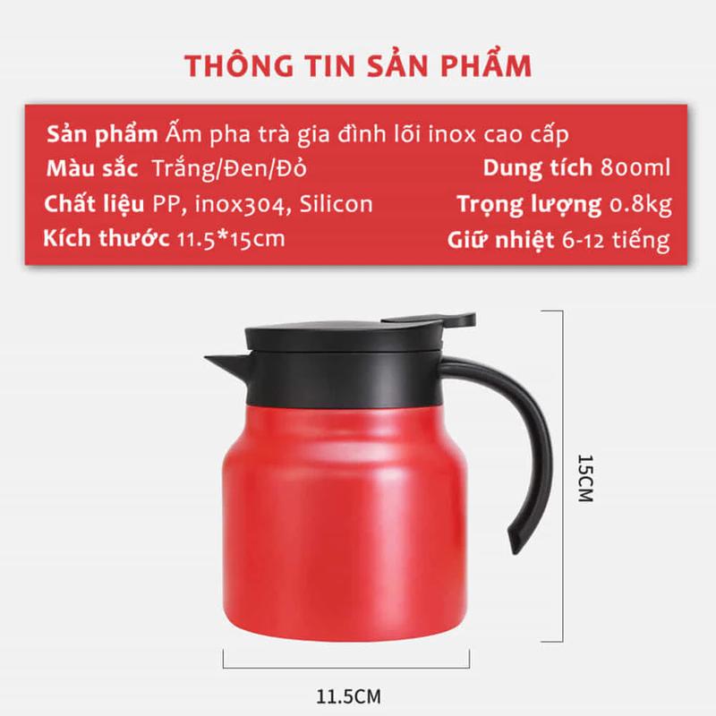 Ấm Pha Trà Giữ Nhiệt LIGHTBULB Dung Tích 1L Chất Liệu Inox 304 Giữ Nhiệt Có Lõi Lọc Trà Tiện Dụng Cách Nhiệt 2