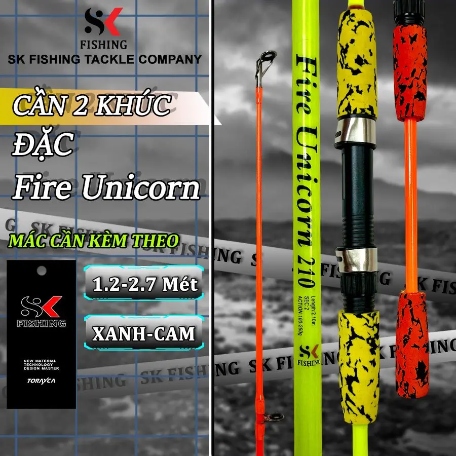 Cần 2 khúc đặc Fire Unicorn SK FISHING Đi Câu Bắt Cá
