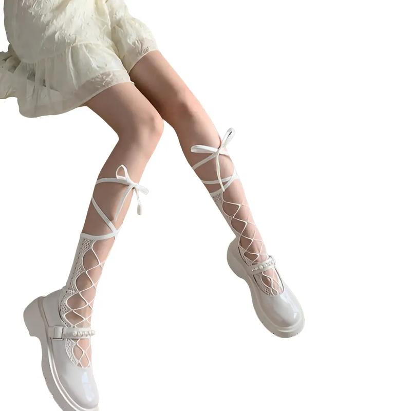 Tất vớ lưới phong cách lolita buộc dây đan chéo ❤️Tất nữ cột dây❤️ tất nữ cổ cao vớ cổ cao ❤️ Tất nữ phong cách gothic