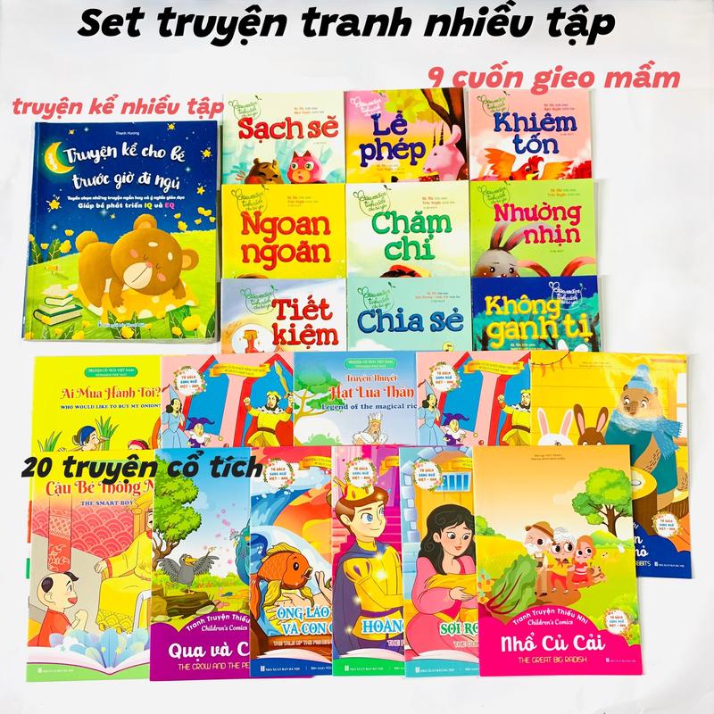Set 30 sách truyện đọc cho bé trước giờ đi ngủ phát triển tư duy ngôn ngữ, trí tưởng tượng não bộ