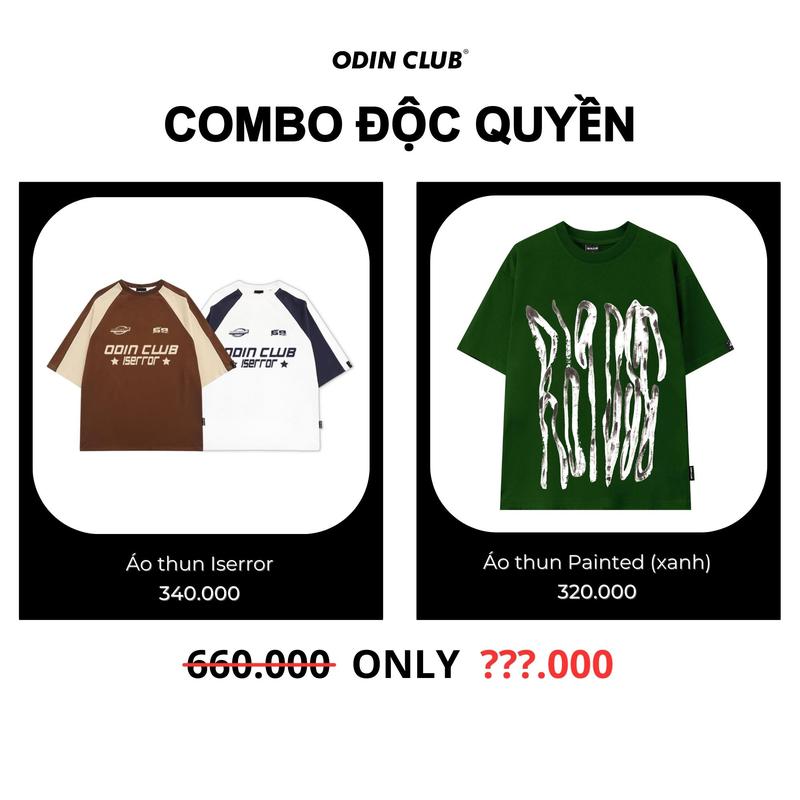 COMBO: Áo thun oversize Iserror và Áo thun oversize Painted ODIN CLUB (xanh)