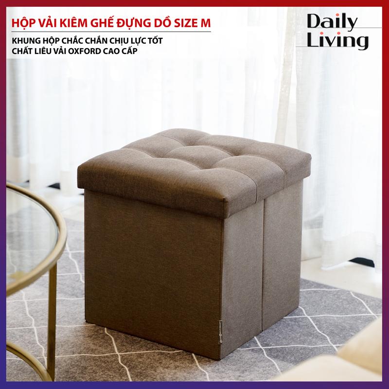 Hộp Đựng Đồ Đa Năng Size L Hộp Đựng Kiêm Ghế Ngồi Dáng Vuông Gấp Gọn Tiện Lợi Chất Liệu Vải Dày Dặn