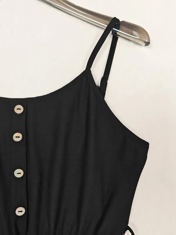 Women's Floral Print Belted Ruffle Hem Cami Dress, Elegant Adjustable Spaghetti Strap Fake Button Design A Line Cinched Waist Cami Dress for Vacation Holiday Wedding Guest, Ladies Clothes for All Seasons 5