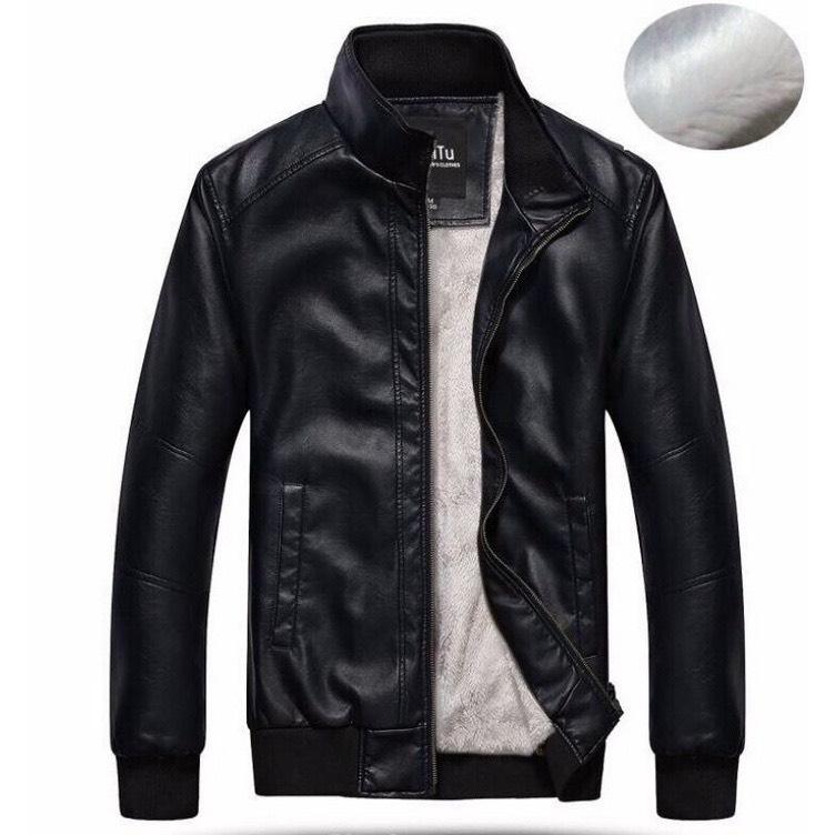 Áo Khoác Da Nam Lót Lông Bo Thun Cho Phái Nam Mẫu Mới Năm 2025. Menswear Kem