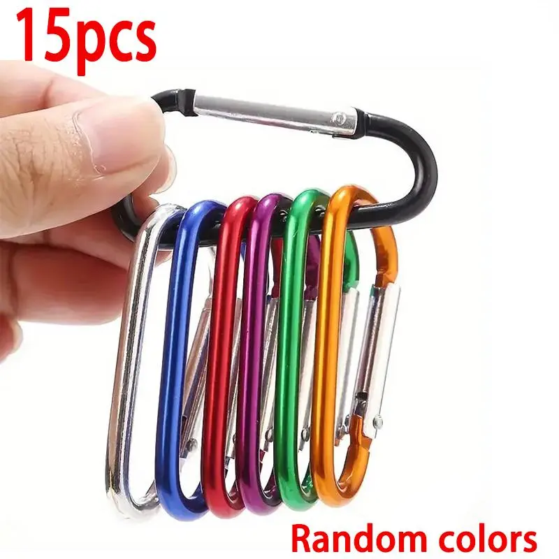 Random Color Heavy Duty Carabiner, 15pcs Durable Clip Buckle, Perfect For Camping, Hiking, And Climbing