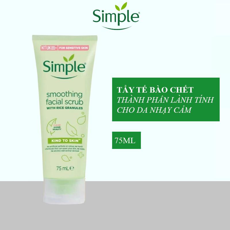 Tẩy tế bào chết Simple cho da nhạy cảm 75ml Kind to Skin Smoothing Facial Scrub…