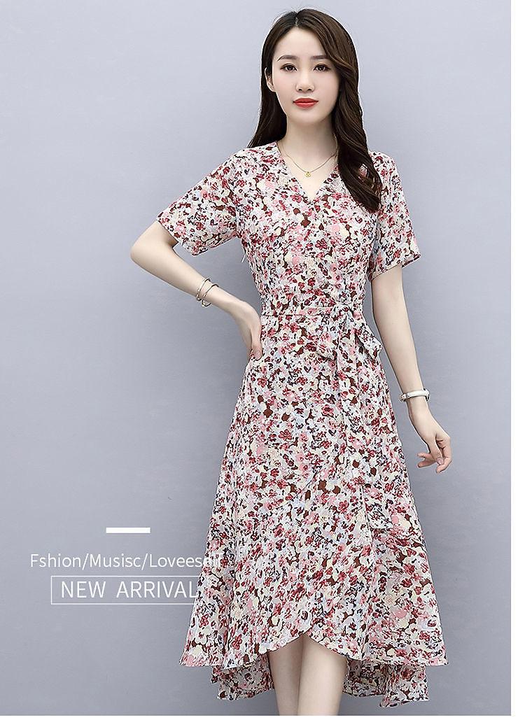Product Introduction of Quần Áo Nữ, Hoa Kiểu Pháp, Chân Váy Midi Thanh Lịch, Ngoại Cỡ, Thích Hợp Cho Mùa Hè, Hàng Mới Về, Thích Hợp Cho Cô Gái Đầy Đặn, Che Bụng, Mỏng Vừa Vặn, Váy Voan Thời Trang Women Dress 14