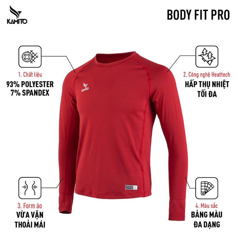 Áo Thể Thao Kamito, Áo giữ nhiệt Kamito Body Fit Pro form regular fit, vừa vặn với mọi dáng người,  co dãn, chịu lực tốt, mềm mại  Trang Phục Sport Tập Thể Dục Top Golf Chạy Bộ Đá Banh,...