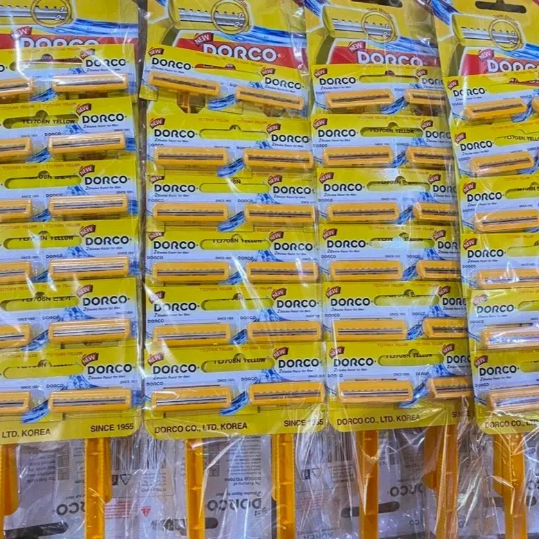 Vỉ 12 dao cạo râu Dorco lưỡi kép vàng bàn cạo râu cạo lông đa năng loại 1