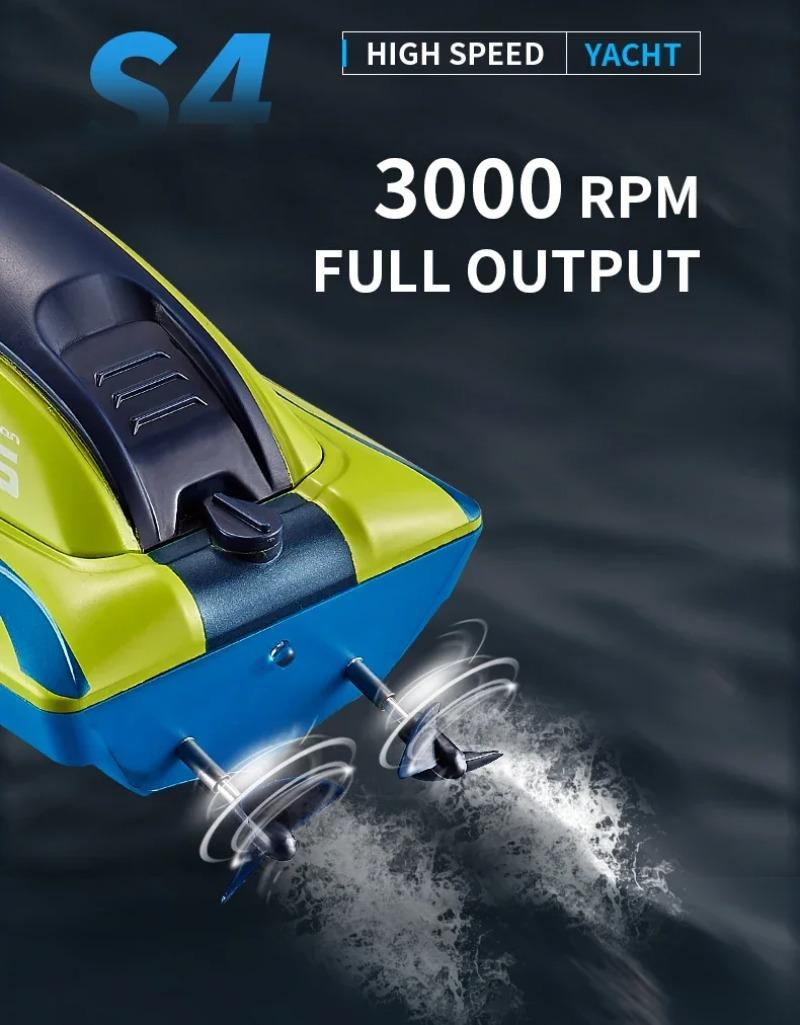 Product Introduction of 2.4G Remote Control Boat S4 Water Speed Boat Rechargeable Motor Toy Double Motor Children Boy Ship Model Toy Birthday Gift 5