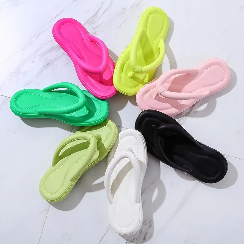 Dép xỏ ngón Nam Nữ Flip Flop chất Eva siêu nhẹ đi biển cực chất T001 Nhung Sandal Đồng DéP Đế Bằng 1