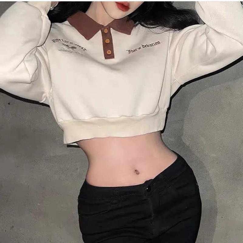 JUST LIKE THAT SWEATER CROOPE - SWEATER CROP WANITA KERAH KANCING baju bandung Fit Fleece 2