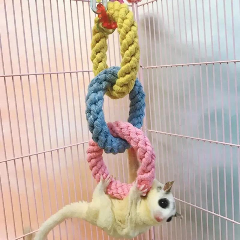 Product Introduction of Hamster Climbing Rope Toys Sugar Glider Cage Accessories Hanging Swing Cage Toy Bird Rope Swing Toy for Climbing Exercising 12