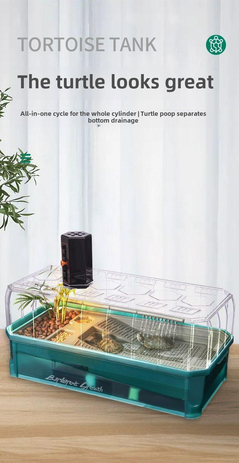 Product Introduction of Turtle Special Cylinder Extra Large Tortoise Feeding Household Water and Land Brazilian Turtle Cylinder Villa Landscape Change Water Ecological Feeding Box 1