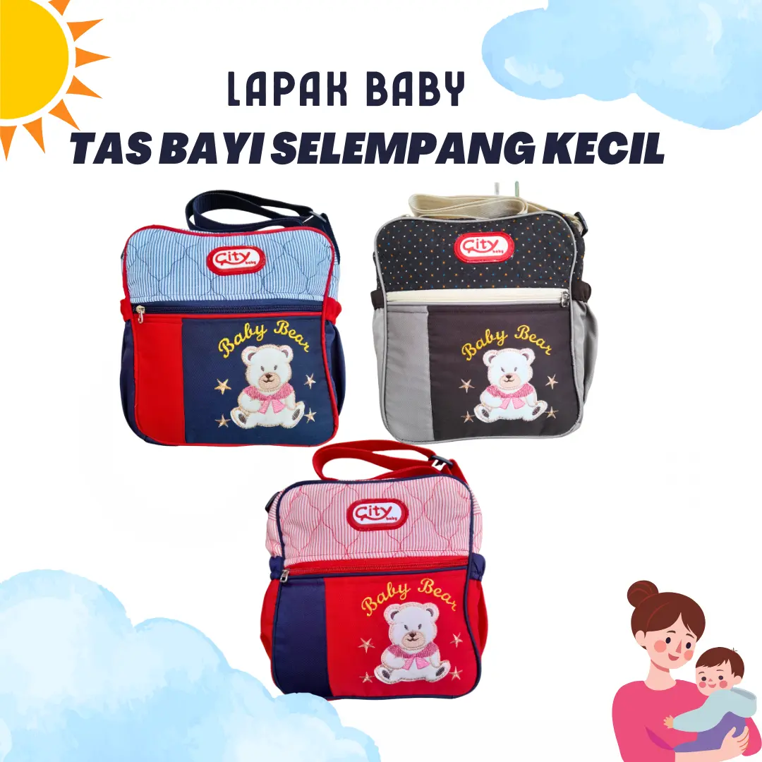 Tas Perlengkapan Bayi Kecil Multifungsi Bordir PREMIUM Cewek Cowok Bag Polka