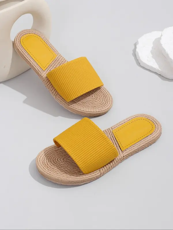 Women's Fashionable Plain Color Slide Sandals, Casual Comfortable Flat Slippers for Beach, Non-slip Wear-resistant Slippers for Indoor & Outdoor 0
