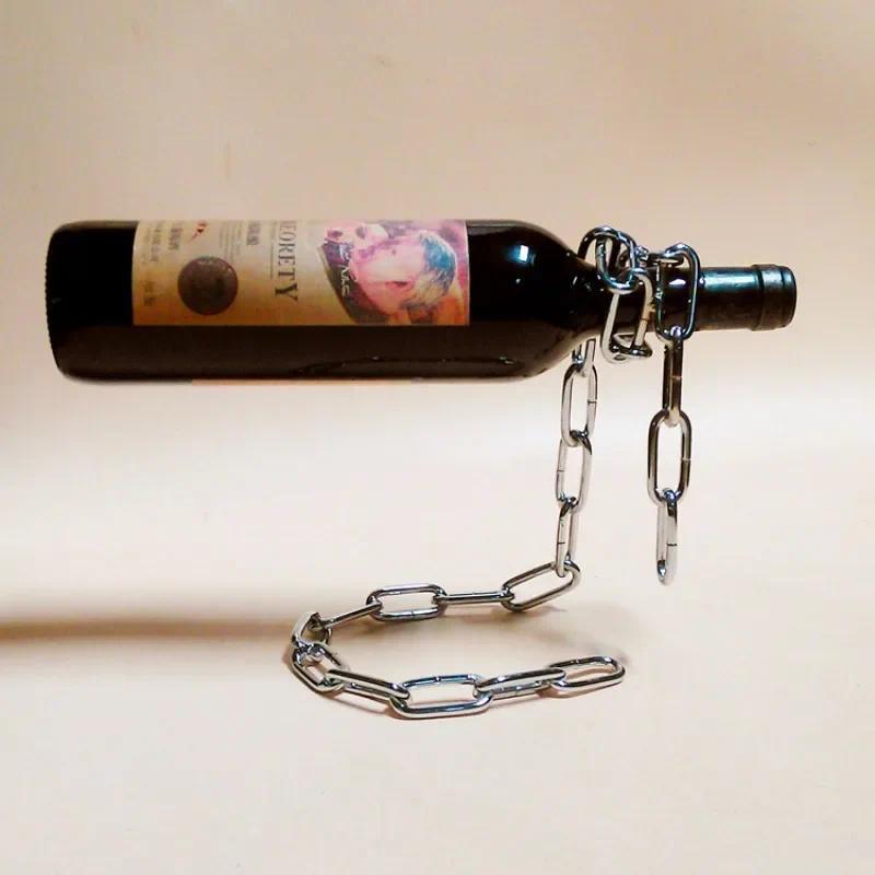 Product Introduction of Magic Suspension Iron Chain Wine Rack Metal Chain Hanging Wine Bottle Holder Bar Cabinet Display Stand Shelf Bracket Home Decor 10