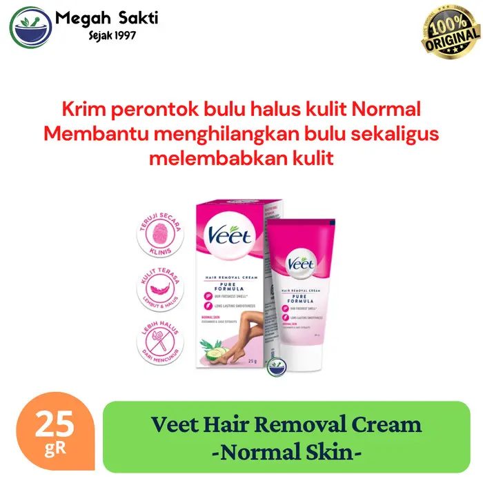 Veet Hair Removal Cream Normal Skin 25 gR - Perontok Bulu Kulit Normal Wax Extract