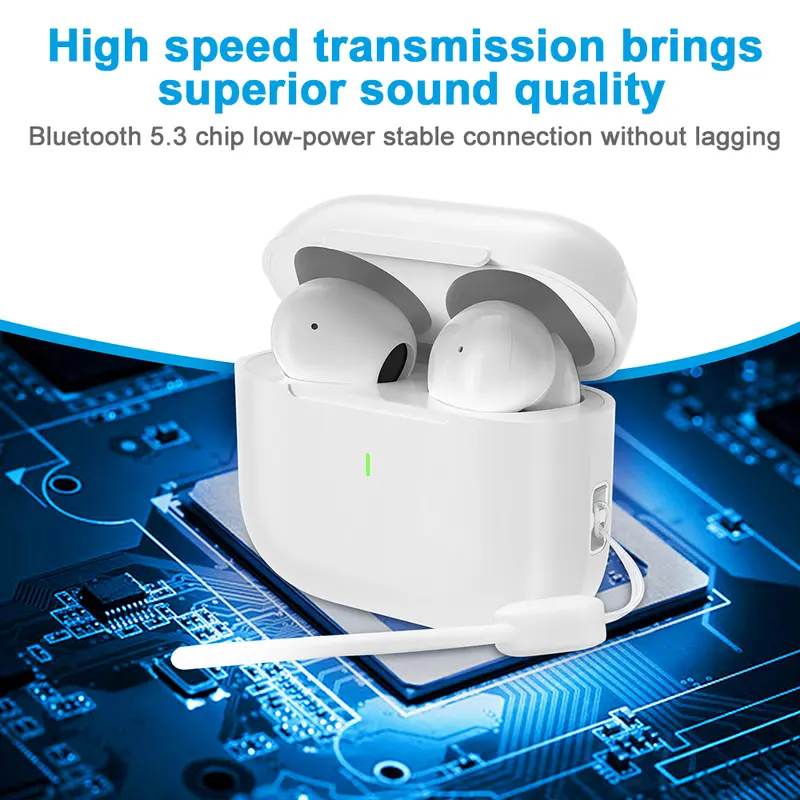 【COD/GOOJODOQ】TWS 2024 White Bluetooth 5.0 Wireless Earphone Touch Control With Mic Bass Headphone Headset Ponsel Earbud 2