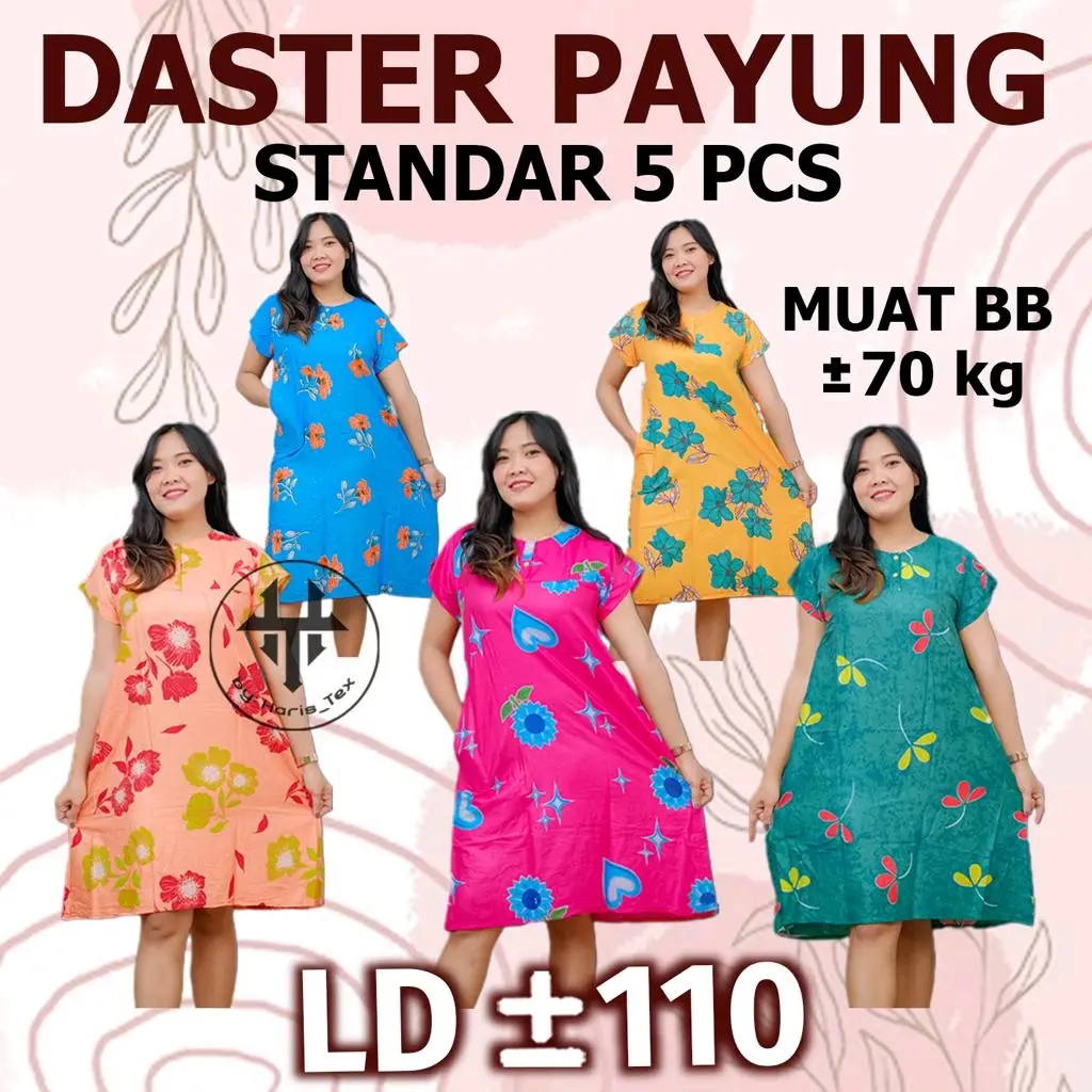 paket daster payung standar isi 5 pcs Busui Kancing Motif Rayonbumil dan Busui Kancing