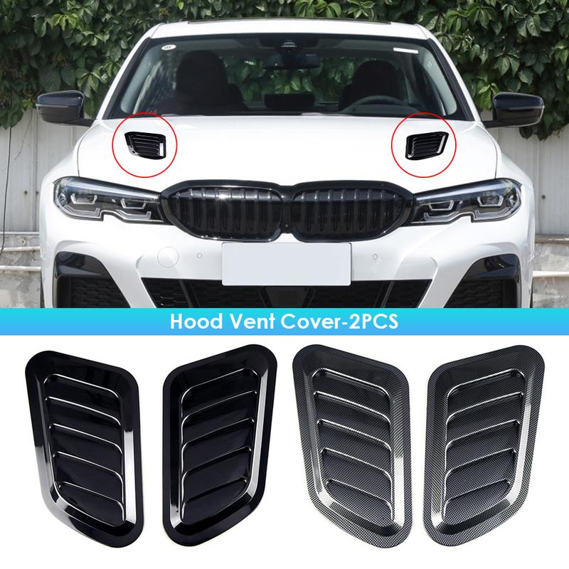 Product Introduction of 2Pcs Universal Car Decorative Cell Air Flow Intake Hood Scoop Bonnet Carbon Fiber Vent Cover Stickers Decoration Styling 31