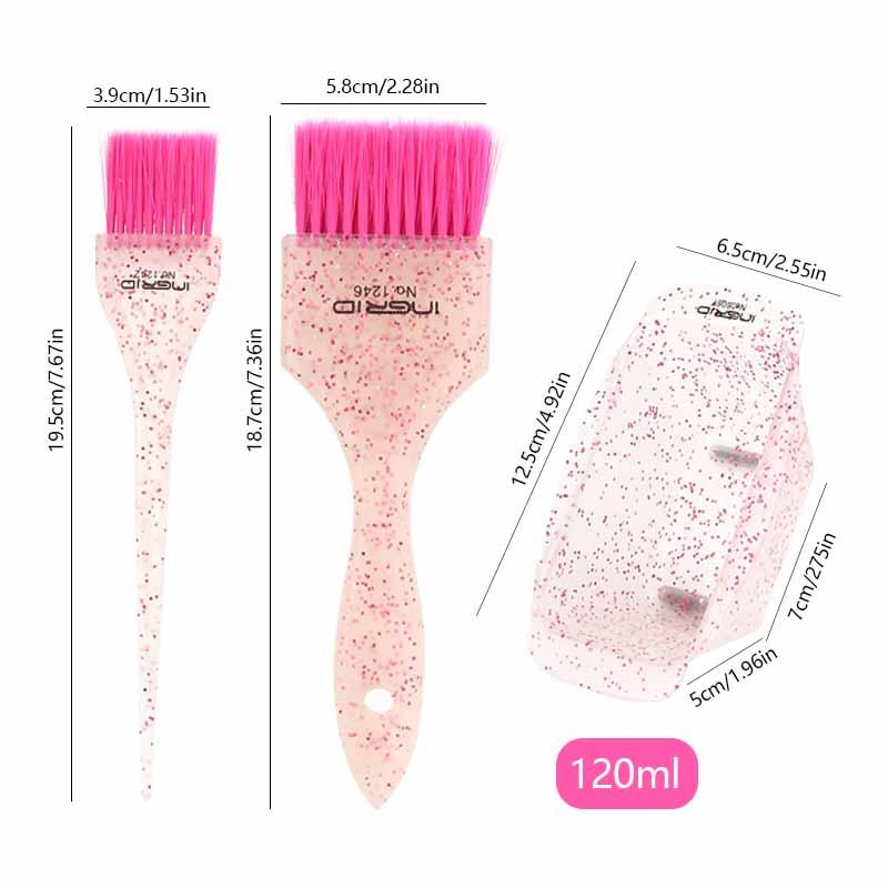 Hair Dyeing Brush Set, 2 Counts Hair Coloring Brush & 1 Count Hair Dye Mixing Bowl, Hair Color Tool for Women & Girls 1
