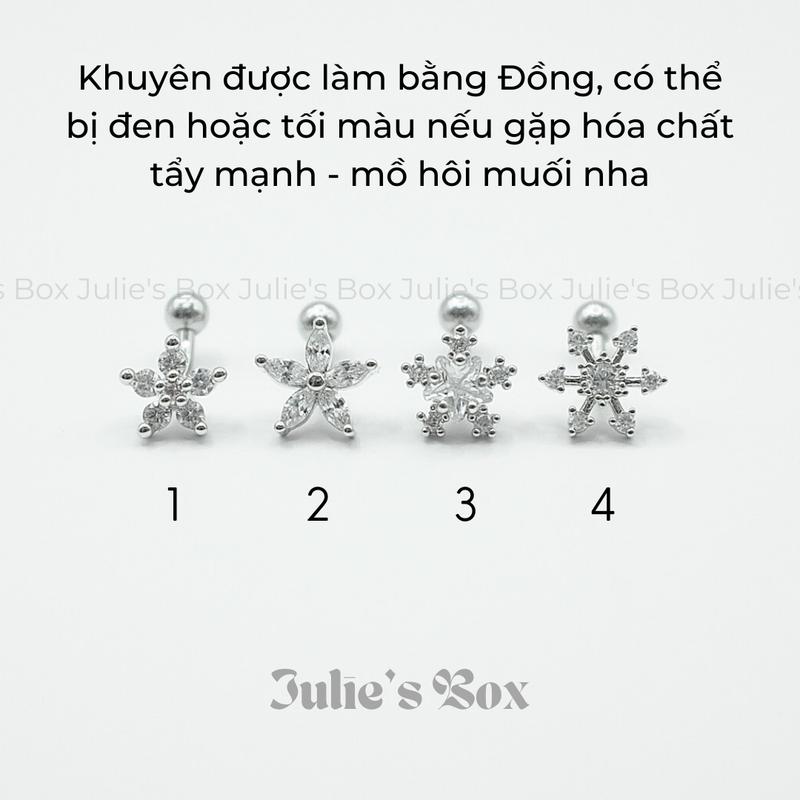 [1 CHIẾC] [XỎ] Khuyên Tai ROOK Bảy Mẫu Thân Màu Bạc Bi Tròn Unisex Không Gỉ Không Ngứa julies box 66 Hàng ngày 4