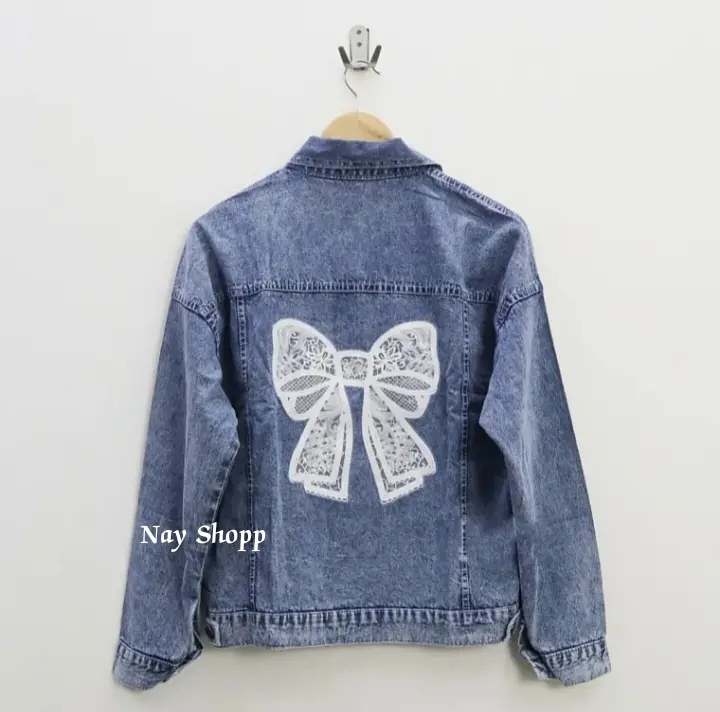 Jaket Jeans Oversize Bordir Pita Jaket Wanita Model Gambar Di Belakang Jaket Jeans Wanita Jumbo