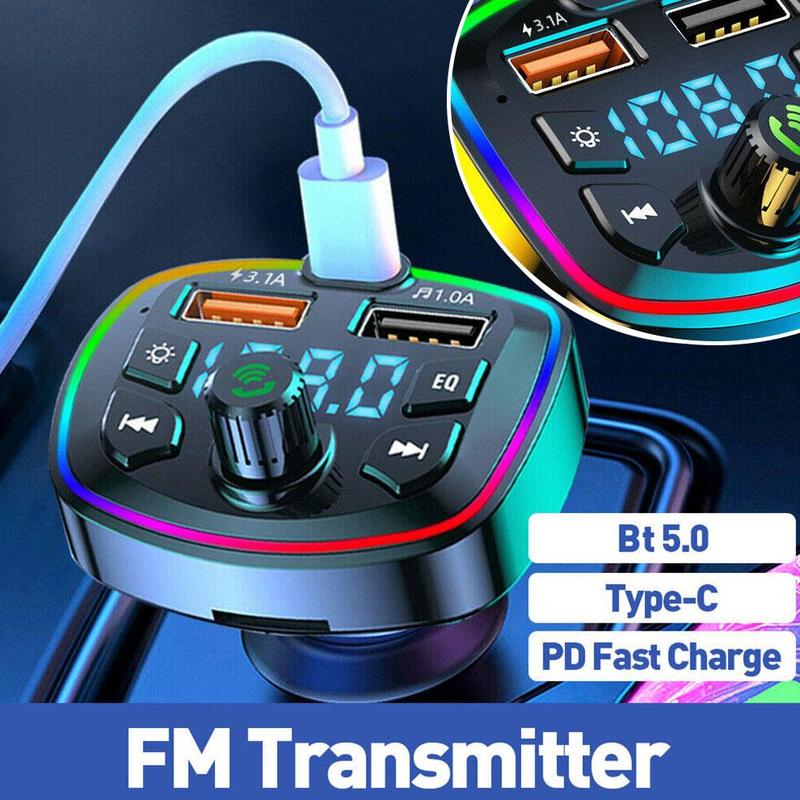 Product Introduction of Car Hands-Free Bluetooth-compaitable 5.0 FM Transmitter Car Charger USB Audio Kit Receiver J5N2 25