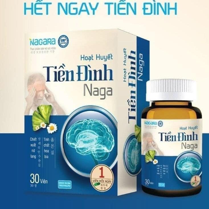 Hoạt huyết Tiền Đình Naga (hộp 30 viên) hỗ trợ hoạt huyết, đau đầu, mất ngủ 0