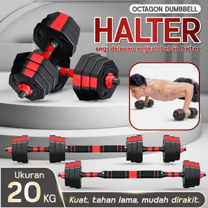 Dumbbell barbell Set 20Kg Alat Olahraga Beban Angkat Besi Otot Gym