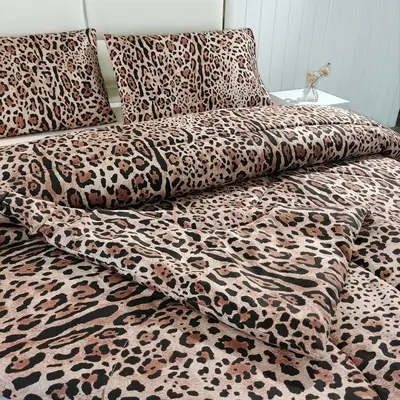 3 cheapest Rachel Zoe Faux fur animal print fuzzy comforter set! king size