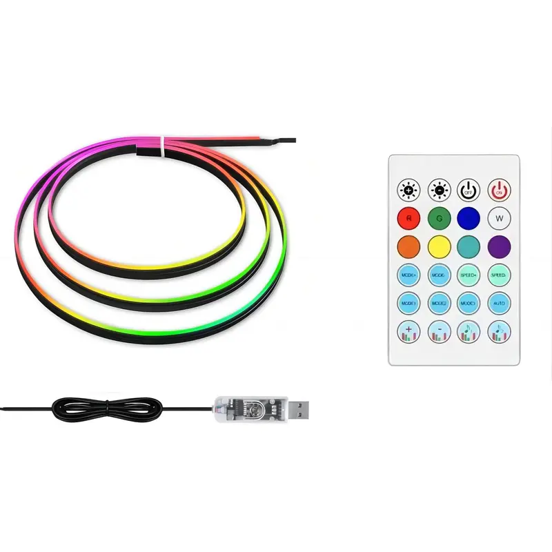Universal Car Ambient Light, LED Interior RGB Atmosphere Light Strip with Remote Control, Car Interior Decorative Light For Tesla Model 3 Y S X 0