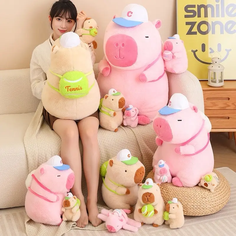 Gấu Bông Capybara Màu Hồng Dễ Thương Đeo Ba Lô nhập khẩu cao cấp ( tem hãng ) chuẩn hàng quảng châu Thú Bông Đồ Chơi Thú Nhồi Bông Toy Voi 0