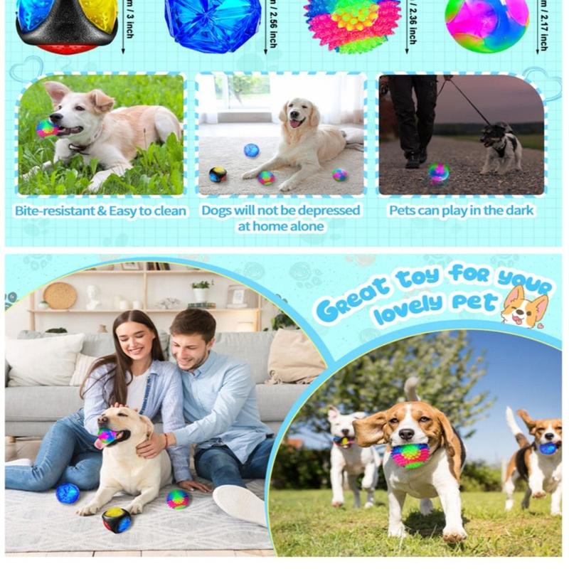Product Introduction of thingin Puppy Interactive Dog Chew Toys Flash Bouncing Ball Squeakers Bite Resistant Toy LED Dog Balls Pet Supplies Ball Flashing Elastic Ball Children 16
