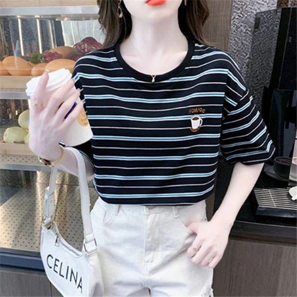 Áo Thun ngắn Tay Cổ Tròn Phong Cách Hàn Quốc, Thanh Lịch Và Hợp Xu hướng, Độc Đáo Thời Trang Đường Phố Ins, Thích Hợp Cho Giới Trẻ Và Nữ, Áo Mỏng, Thiết Kế Sáng Tạo, Bán Chạy, Cá Tính, 2024 Mùa Hè Mới, [Thanh Toán Khi Nhận Hàng] 3