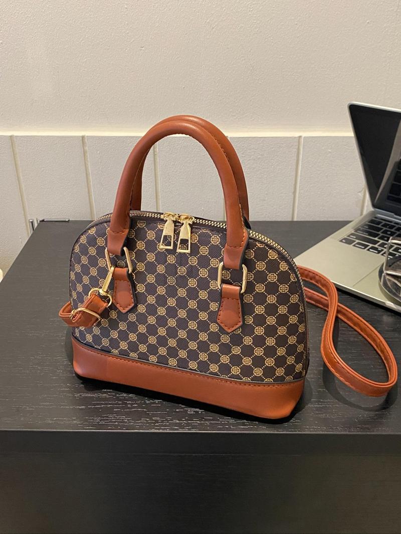 Product Introduction of Women's Elegant All Over Print Satchel Lux Bag,  Crossbody for Work & Daily Used, Patched Design Dome Bag 7
