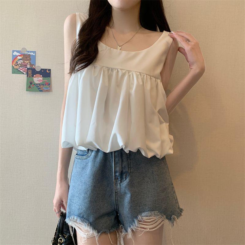 Tiktok Hot Sale French Sweet Bowknot Loose Small Sling Vest Women's Inner Wear Summer Niche Design Outer Wear Short Top 4