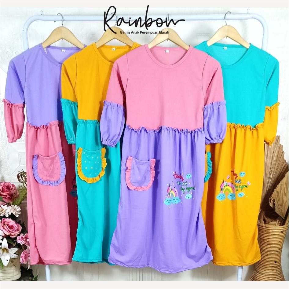CF Kids Gamis Anak Perempuan Soleha Rainbow Warna Mix Dress Muslim Anak Lucu Kombinasi Warna
