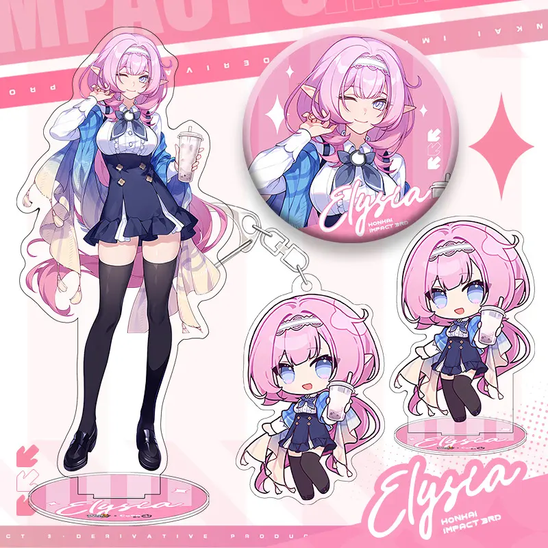 Honkai Impact 3rd X coco keyring, Lencana, Model anime, mainan, pinggan, Elysia, Kiana, Kaslana, pemegang kunci, hiasan rumah, hadiah Keychains Backpack Bead