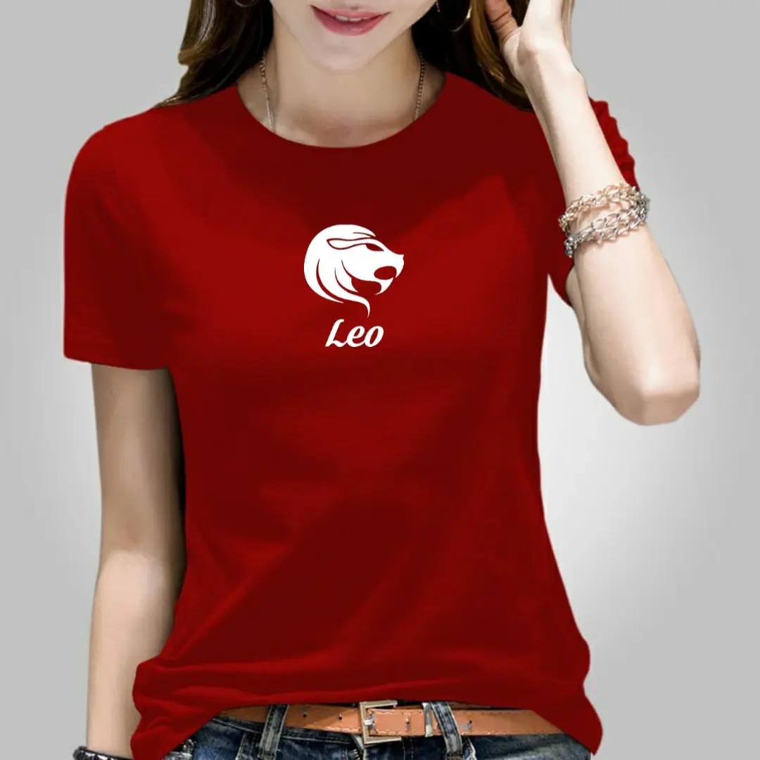 Kaos wanita bahan katun motif leo0