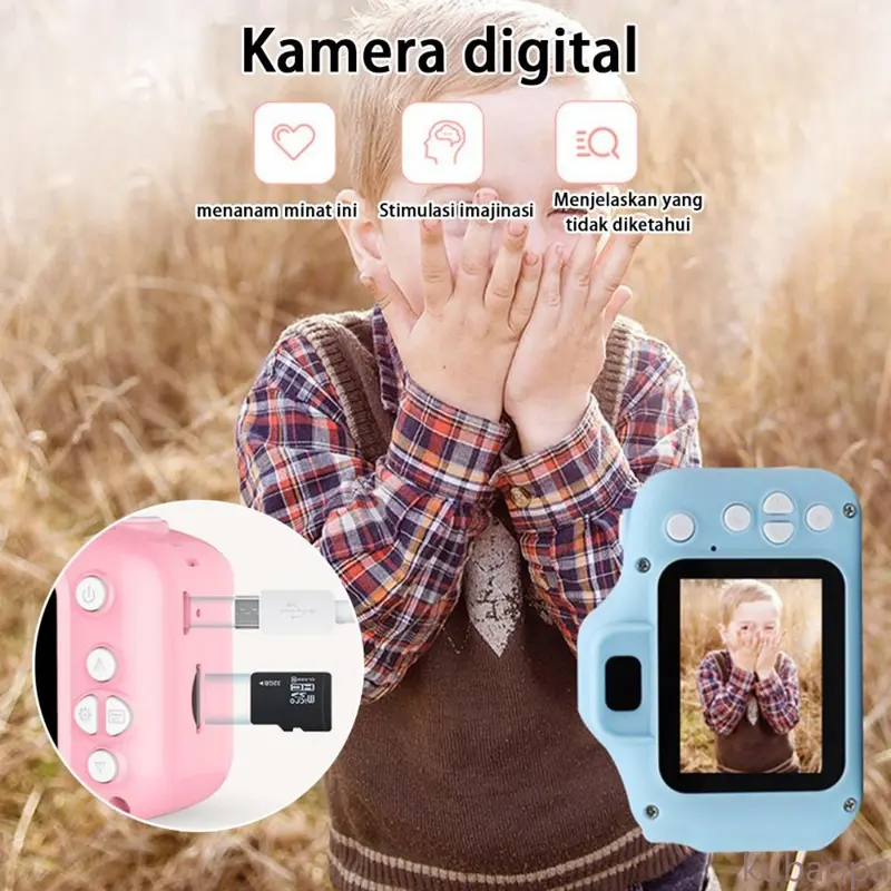 Kamera Digital Anak 12MP HD – Video 1080P, Layar Biru, Hadiah Edukasi & Ulang Tahun, Mainan Fotografi untuk Anak 3-12 Tahun.H 4