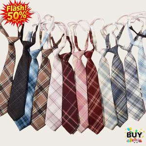 สายคล้องคอ JK ลายสก๊อต สไตล์ญี่ปุ่นและเกาหลี เนคไทแบบผูกเอง เหมาะสำหรับเสื้อสไตล์นักศึกษาคณะ เนคไทโบว์ เนคไทขี้เกียจ แฟชั่น unisex เก๋ไก๋