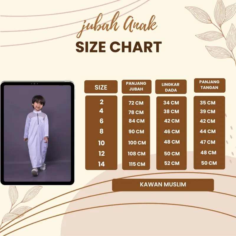 Gamis Jubah Anak Laki-laki Tangan Panjang Katun Nyaman Usia 1-14 Tahun 4